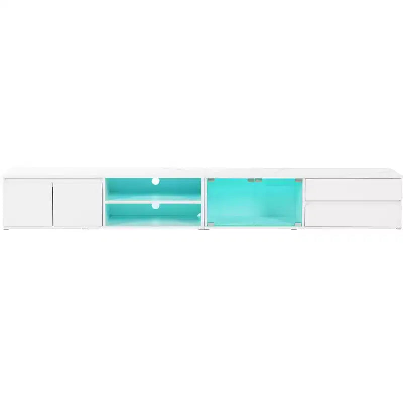 Mobile porta TV Homy Casa con luci LED e armadietti per soggiorno o area intrattenimento, bianco
