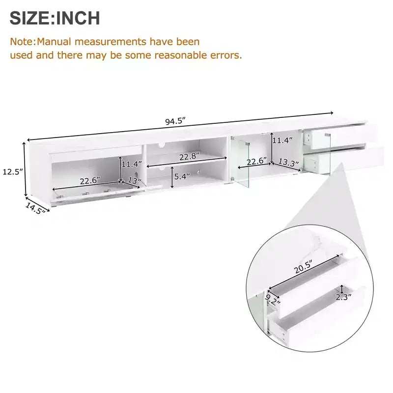 Mobile porta TV Homy Casa con luci LED e armadietti per soggiorno o area intrattenimento, bianco