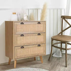 Comodino/cassettiera/mobiletto in rattan stile bohémien Captiva Designs con cassetto in rattan naturale per ingresso, soggiorno, cabina armadio