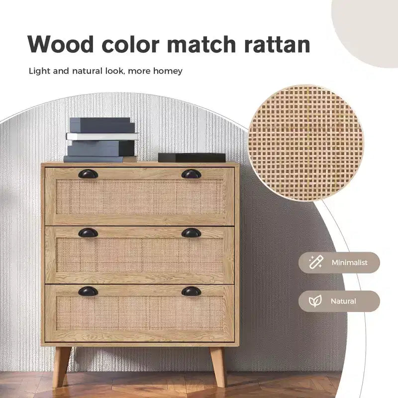 Comodino/cassettiera/mobiletto in rattan stile bohémien Captiva Designs con cassetto in rattan naturale per ingresso, soggiorno, cabina armadio