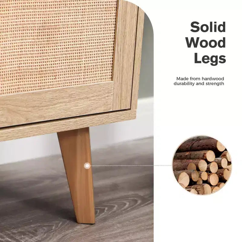 Comodino/cassettiera/mobiletto in rattan stile bohémien Captiva Designs con cassetto in rattan naturale per ingresso, soggiorno, cabina armadio