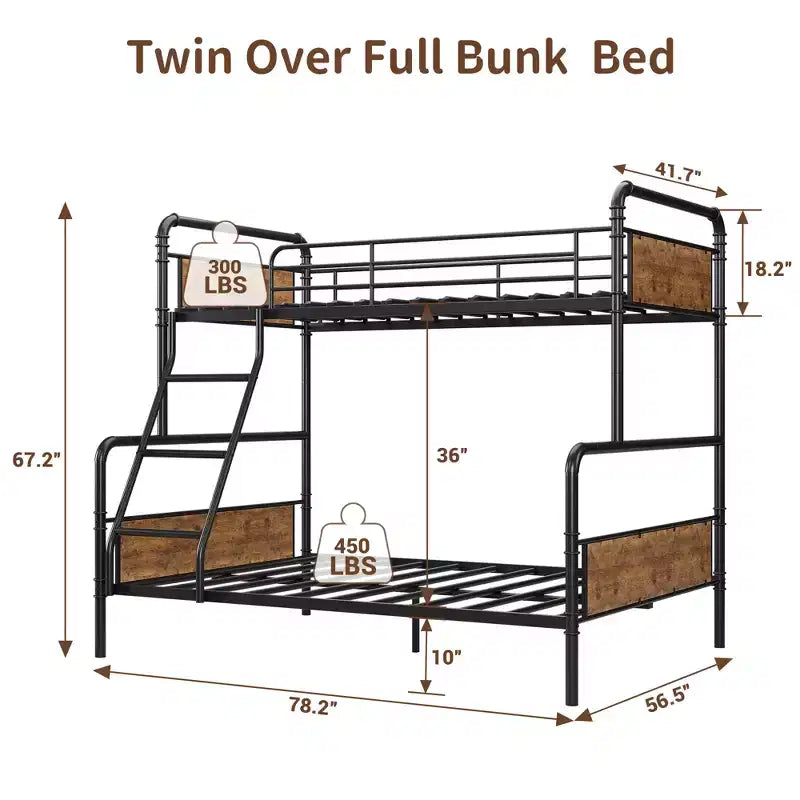 Letti a castello in metallo, una piazza e mezza superiore, resistenti, con scaletta angolata e ringhiere di sicurezza, salvaspazio, per dormitorio, camera da letto, appartamento