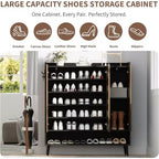COZONY Scarpiera a 3 Ante con Ganci Portaoggetti, Organizer per Scarpe a 6 Livelli per Ingresso, Scarpiera Autoportante per Corridoio Soggiorno