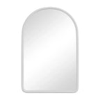 PexFix 35.8 x 24 Mobiletto a specchio da bagno arcuato bianco con cornice in legno a incasso per lavabo da bagno con 2 ripiani
