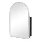 PexFix 35.8 x 24 Mobiletto a specchio da bagno arcuato bianco con cornice in legno a incasso per lavabo da bagno con 2 ripiani