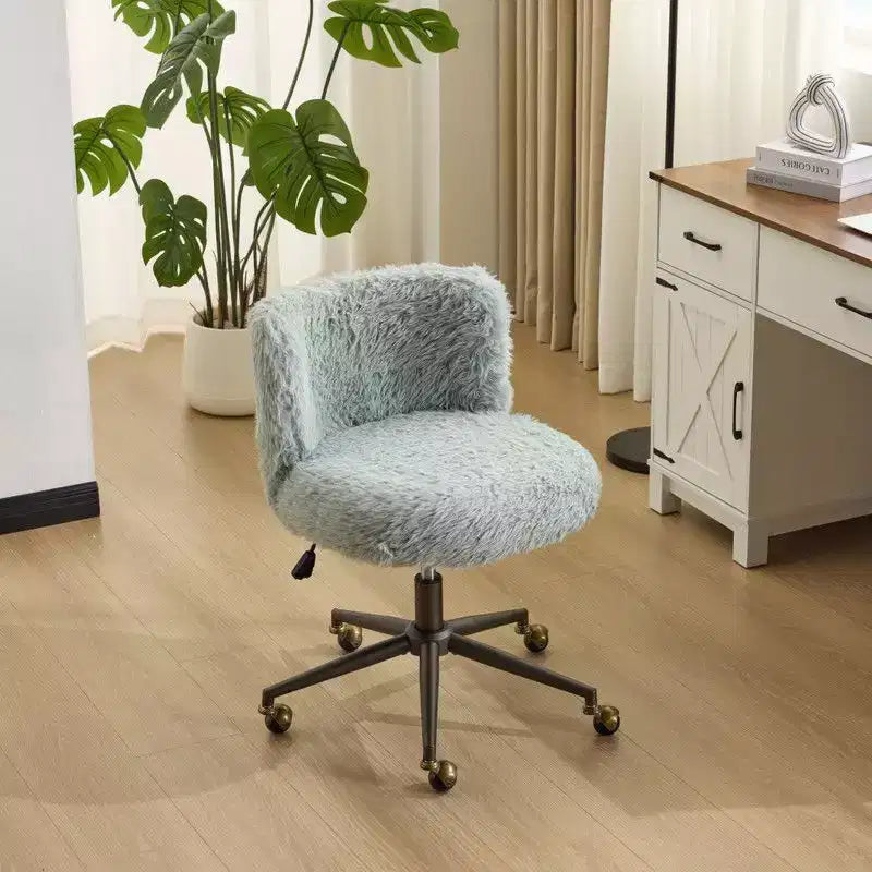 Karl Home | Plush Velvet Swivel Chair Antique Bronze Base With Wheels