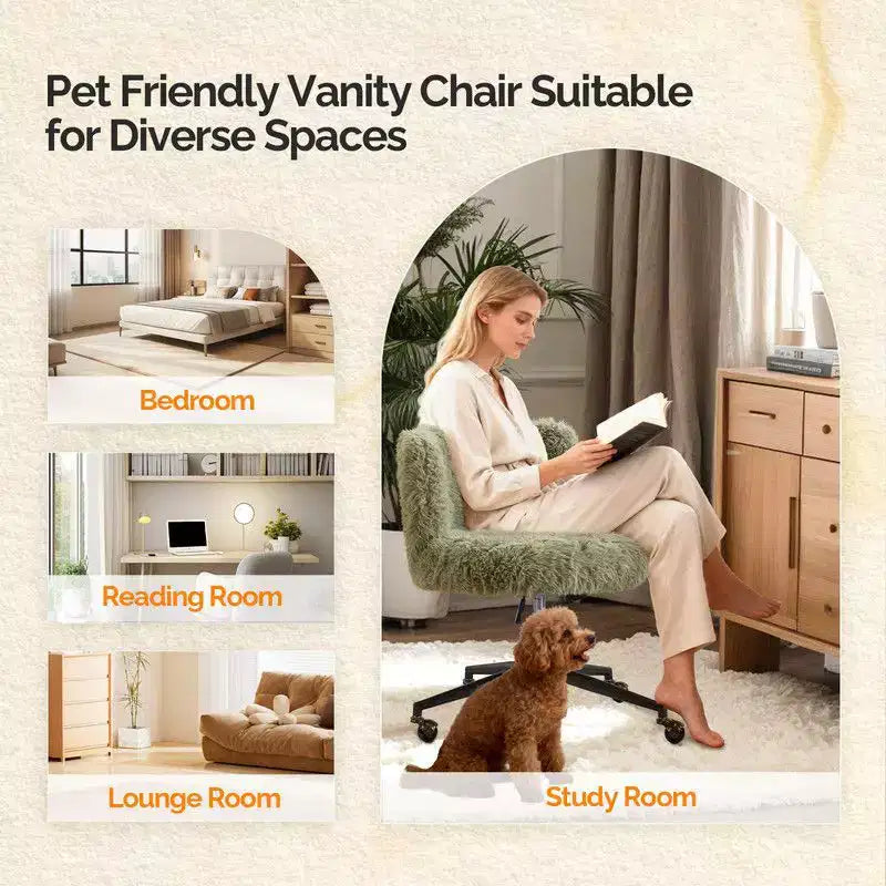 Poltrona girevole Karl Home | Velluto Felpato Base in bronzo antico con ruote