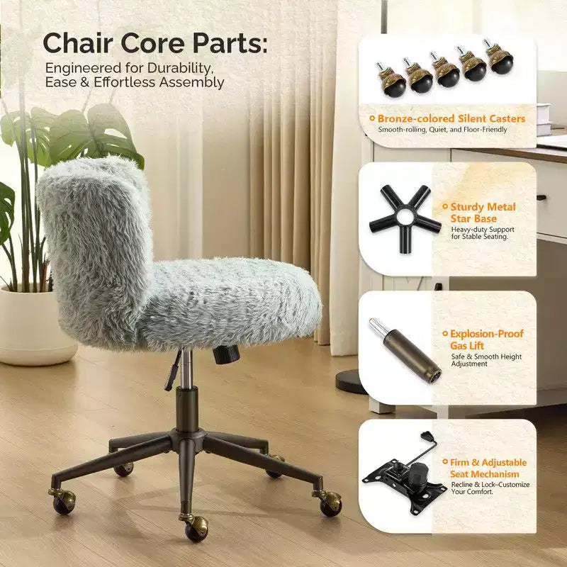 Poltrona girevole Karl Home | Velluto Felpato Base in bronzo antico con ruote
