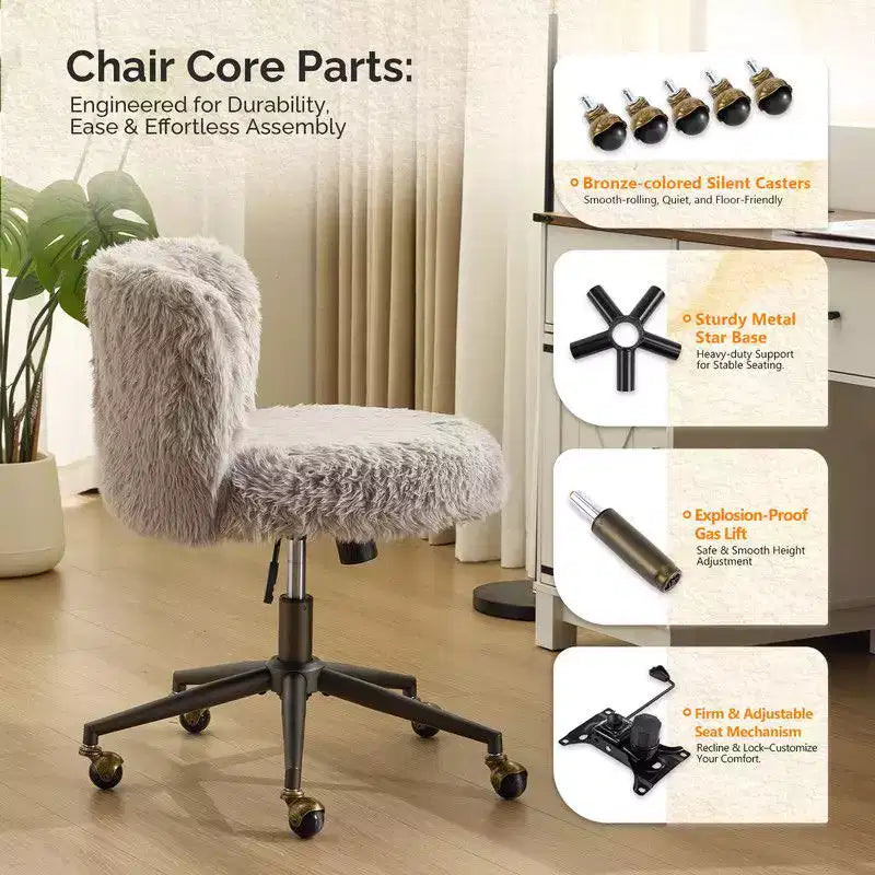 Poltrona girevole Karl Home | Velluto Felpato Base in bronzo antico con ruote