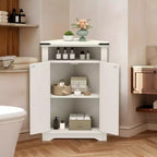 Mobiletto angolare da bagno in stile rustico con anta scorrevole a granaio, ripiano regolabile, contenitore per bagno/cucina/soggiorno (confezione da 1)