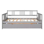 Bellemave Letto Matrimoniale con Lettino Estraibile Singolo, Struttura Letto in Legno con Sponde Protettive, Divano Letto per Camera da Letto/Soggiorno, Nessuna Rete a Molle, Grigio