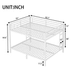 Bellemave Letti a castello Queen su Queen per adulti, Letti a castello robusti per adulti, Letto a castello in metallo Queen size con 2 scalette, Senza rumore, Bianco