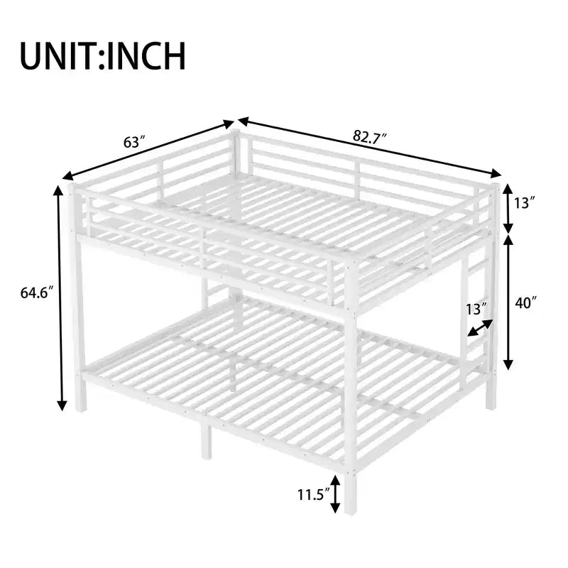 Bellemave Letti a castello Queen su Queen per adulti, Letti a castello robusti per adulti, Letto a castello in metallo Queen size con 2 scalette, Senza rumore, Bianco