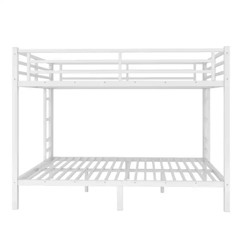 Bellemave Letti a castello Queen su Queen per adulti, Letti a castello robusti per adulti, Letto a castello in metallo Queen size con 2 scalette, Senza rumore, Bianco