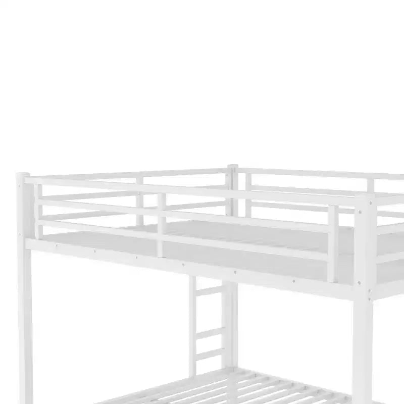 Bellemave Letti a castello Queen su Queen per adulti, Letti a castello robusti per adulti, Letto a castello in metallo Queen size con 2 scalette, Senza rumore, Bianco