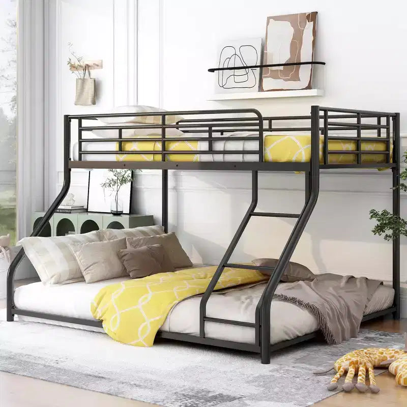 Bellemave Letto a castello a terra, telaio letto a castello in metallo resistente, per adulti, nero