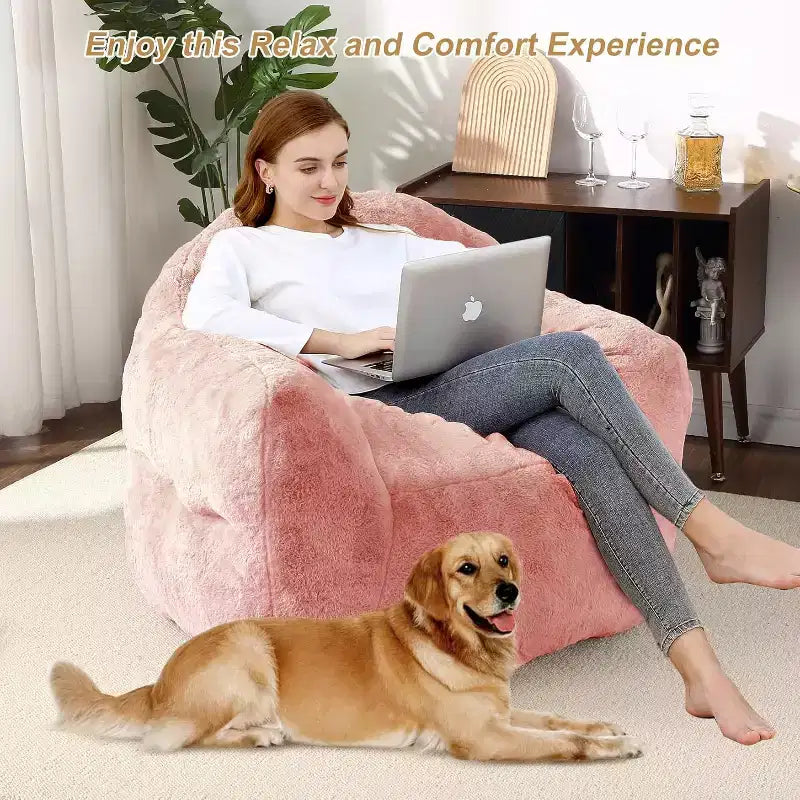 Touch Poltrona Sacco, Poltrona Accent in Poliestere 320GSM con Imbottitura in Spugna ad Alta Resilienza, Poltrona Lounge Ultra Morbida per Soggiorno, Camera da Letto