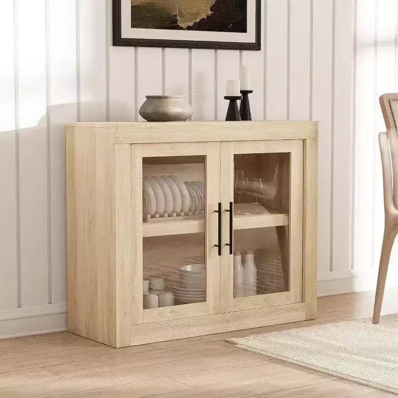 Madia Moderna da 90 cm con 2 Ante - Mobile Buffet in Legno, Mobiletto per Soggiorno, Cucina o Corridoio