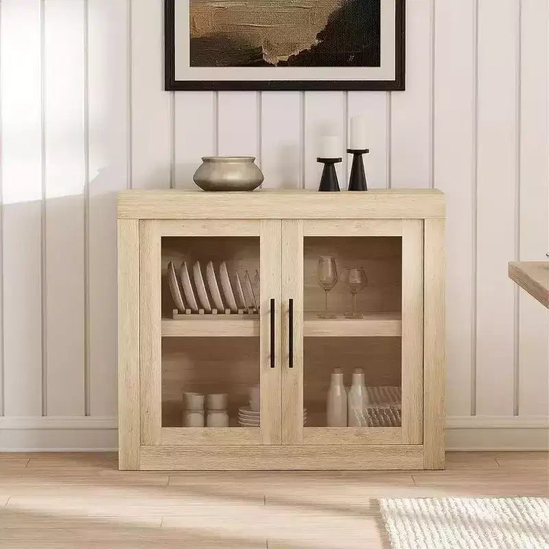 Madia Moderna da 90 cm con 2 Ante - Mobile Buffet in Legno, Mobiletto per Soggiorno, Cucina o Corridoio