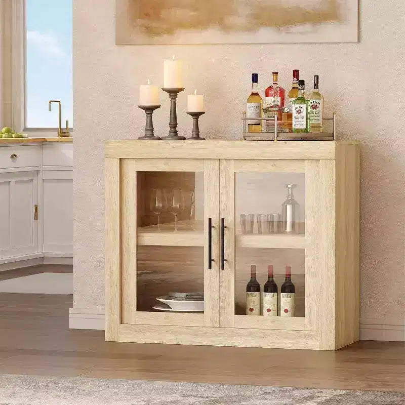 Madia Moderna da 90 cm con 2 Ante - Mobile Buffet in Legno, Mobiletto per Soggiorno, Cucina o Corridoio