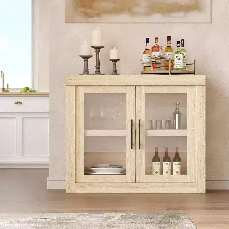Madia Moderna da 90 cm con 2 Ante - Mobile Buffet in Legno, Mobiletto per Soggiorno, Cucina o Corridoio