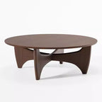 PexFix 38 Tavolino da Caffè Rotondo Moderno in Legno Massello Stile Rustico con Gambe Robuste a Croce per Casa Ufficio Soggiorno, Noce