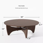 PexFix 38 Tavolino da Caffè Rotondo Moderno in Legno Massello Stile Rustico con Gambe Robuste a Croce per Casa Ufficio Soggiorno, Noce