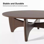 PexFix 38 Tavolino da Caffè Rotondo Moderno in Legno Massello Stile Rustico con Gambe Robuste a Croce per Casa Ufficio Soggiorno, Noce