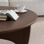 PexFix 38 Tavolino da Caffè Rotondo Moderno in Legno Massello Stile Rustico con Gambe Robuste a Croce per Casa Ufficio Soggiorno, Noce