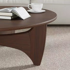 PexFix 38 Tavolino da Caffè Rotondo Moderno in Legno Massello Stile Rustico con Gambe Robuste a Croce per Casa Ufficio Soggiorno, Noce