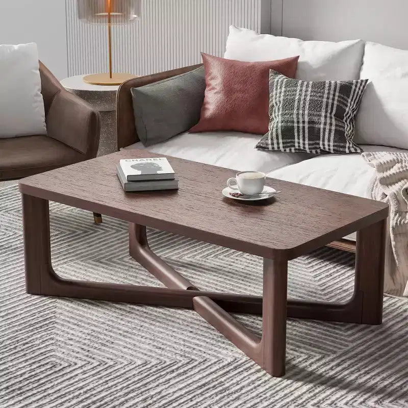 PexFix 50 Tavolino Moderno Rettangolare da Fattoria in Legno Massello con Gambe Robuste a Croce Tavolino Centrale per Casa Ufficio Soggiorno Noce