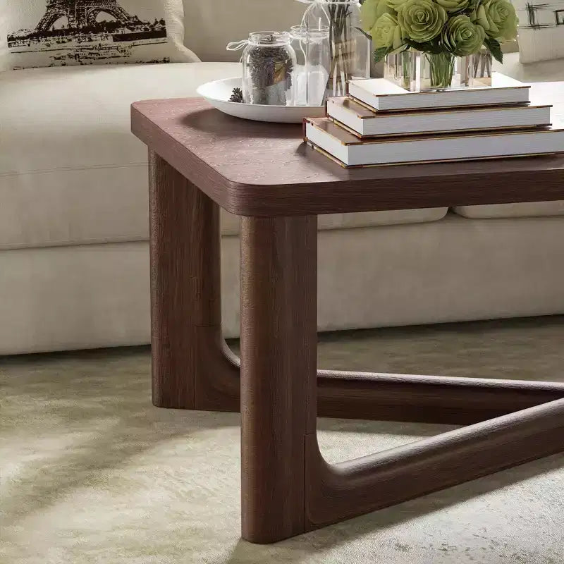 PexFix 50 Tavolino Moderno Rettangolare da Fattoria in Legno Massello con Gambe Robuste a Croce Tavolino Centrale per Casa Ufficio Soggiorno Noce