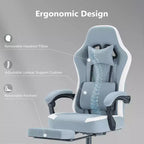 MAYEERTY Sedia da gaming per computer con supporto lombare Altezza regolabile Ruote girevoli a 360° Braccioli e poggiatesta inclusi