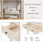 Tavolino Console Stretto Bellemave, Tavolino da Divano Sottile con Tre Cassetti e Ripiano Inferiore, Beige