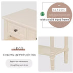 Tavolino Console Stretto Bellemave, Tavolino da Divano Sottile con Tre Cassetti e Ripiano Inferiore, Beige