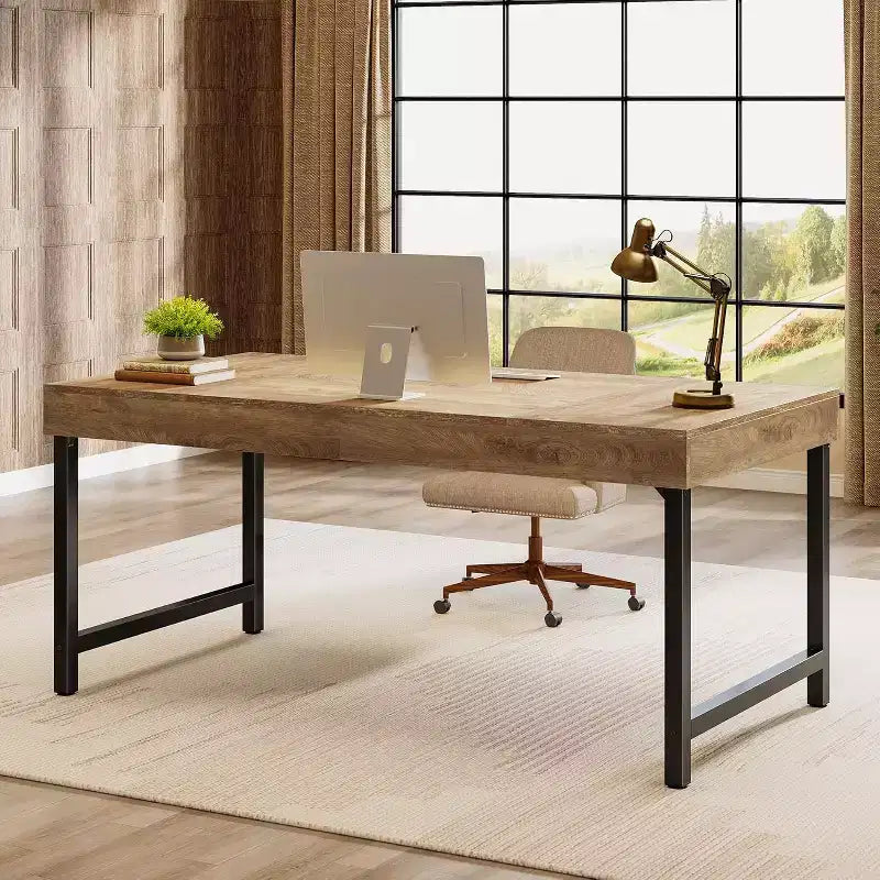 Scrivania Direzionale Lantine 55 per Home Office, Scrivania Semplice per Computer/Laptop con Gambe in Metallo, Tavolo da Scrittura Postazione da Lavoro