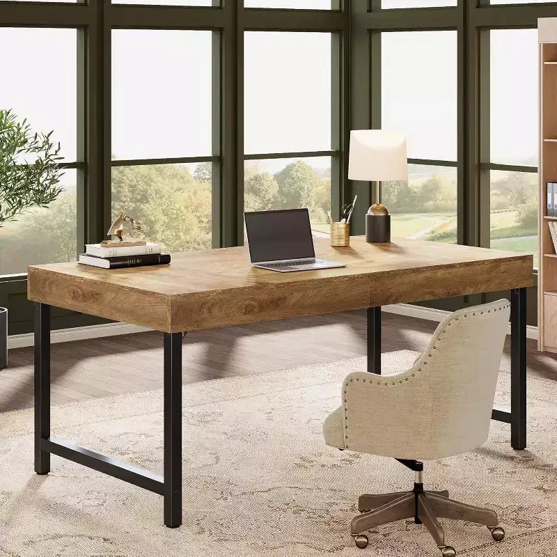 Scrivania Direzionale Lantine 55 per Home Office, Scrivania Semplice per Computer/Laptop con Gambe in Metallo, Tavolo da Scrittura Postazione da Lavoro
