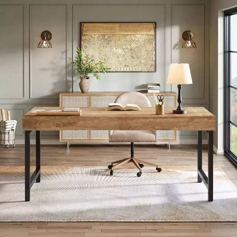 Scrivania Direzionale Lantine 55 per Home Office, Scrivania Semplice per Computer/Laptop con Gambe in Metallo, Tavolo da Scrittura Postazione da Lavoro