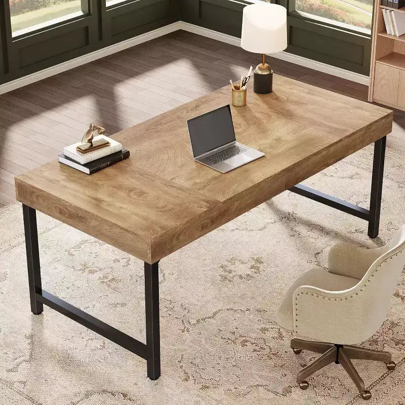 Scrivania Direzionale Lantine 55 per Home Office, Scrivania Semplice per Computer/Laptop con Gambe in Metallo, Tavolo da Scrittura Postazione da Lavoro