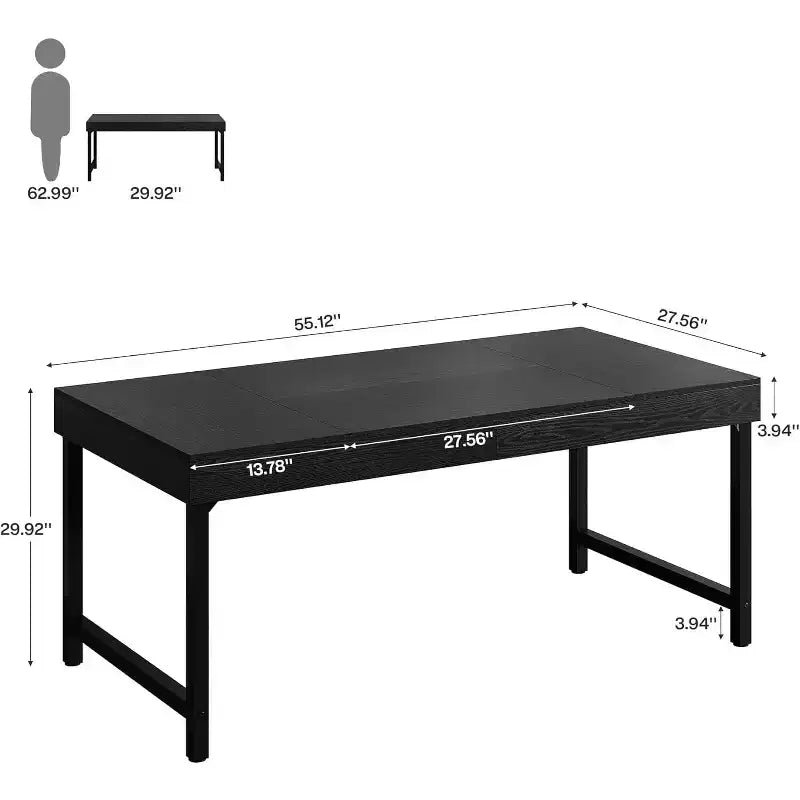 Scrivania Direzionale Lantine 55 per Home Office, Scrivania Semplice per Computer/Laptop con Gambe in Metallo, Tavolo da Scrittura Postazione da Lavoro