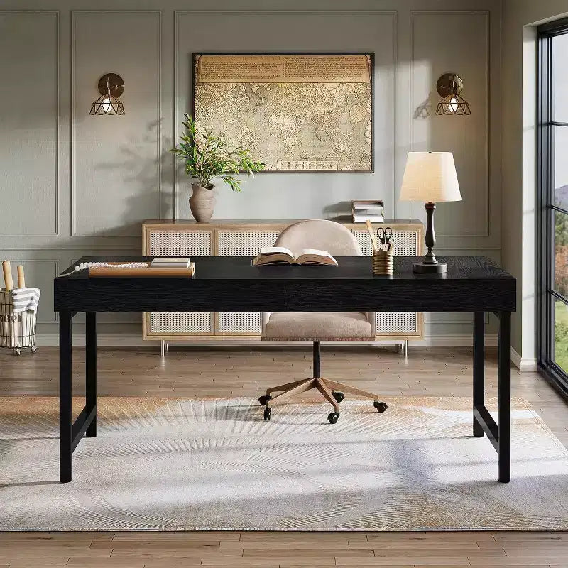 Scrivania Direzionale Lantine 55 per Home Office, Scrivania Semplice per Computer/Laptop con Gambe in Metallo, Tavolo da Scrittura Postazione da Lavoro