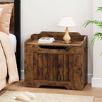 Baule portaoggetti in legno da 63 cm, Contenitore giocattoli per bambini, Panchina portaoggetti con coperchio incernierato di sicurezza, Panchina contenitore per ingresso, soggiorno, camera da letto