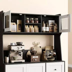 CuisinSmart Mobile Dispensa-Credenza da Cucina Alta 170 cm, Armadio per Bar e Caffè con 3 Cassetti e Luci, Dispensa Autoportante