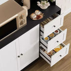 CuisinSmart Mobile Dispensa-Credenza da Cucina Alta 170 cm, Armadio per Bar e Caffè con 3 Cassetti e Luci, Dispensa Autoportante
