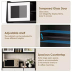 CuisinSmart Mobile Dispensa-Credenza da Cucina Alta 170 cm, Armadio per Bar e Caffè con 3 Cassetti e Luci, Dispensa Autoportante