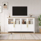Credenza grande da 55'', Mobile dispensa da cucina con ante in vetro, Mobile bar da fattoria in legno, Tavolo buffet con contenitore per sala da pranzo