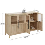 Credenza grande da 55'', Mobile dispensa da cucina con ante in vetro, Mobile bar da fattoria in legno, Tavolo buffet con contenitore per sala da pranzo