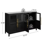 Credenza grande da 55'', Mobile dispensa da cucina con ante in vetro, Mobile bar da fattoria in legno, Tavolo buffet con contenitore per sala da pranzo