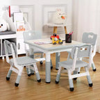 Tavolo Regolabile per Bambini COZONY con 4 Sedie, Set Tavolo Attività per Bambini di 2-10 Anni, Scrivania da Gioco per Asilo Nido con Gambe Antiscivolo e Piano Anti-graffiti