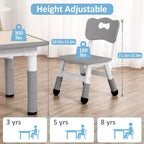 Tavolo Regolabile per Bambini COZONY con 4 Sedie, Set Tavolo Attività per Bambini di 2-10 Anni, Scrivania da Gioco per Asilo Nido con Gambe Antiscivolo e Piano Anti-graffiti